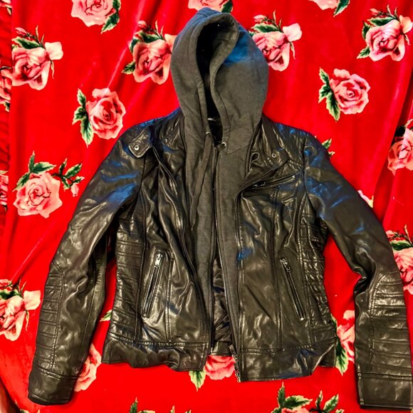 Bod & Christensen Amber Black Leather Moto Jacket w/ Removable Hoodie MSRP $590 - Picture 5 of 16